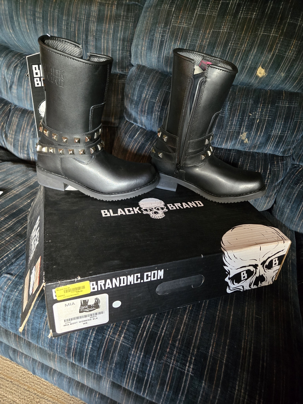 Black Brand Motorcycle Studded Boot